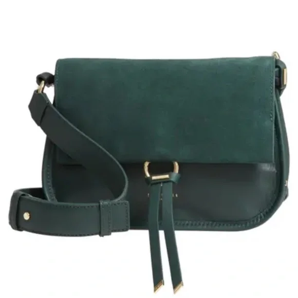 Ted Baker harrlee long tassel saddle shoulder bag in dark green NWT - Picture 1 of 9